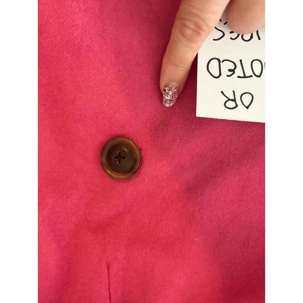 Womens Size Tall Small J crew Pea Coat breasted Wool blend lined Pink Old Money‎